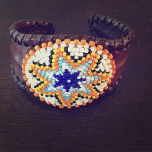 Leather and Bead Bracelet